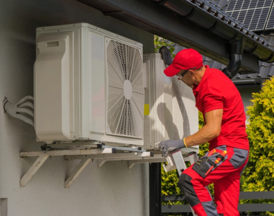 Technician cleaning AC ductwork